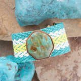 Blue Turquoise Textile Blues Woven Bracelet - Barse Jewelry