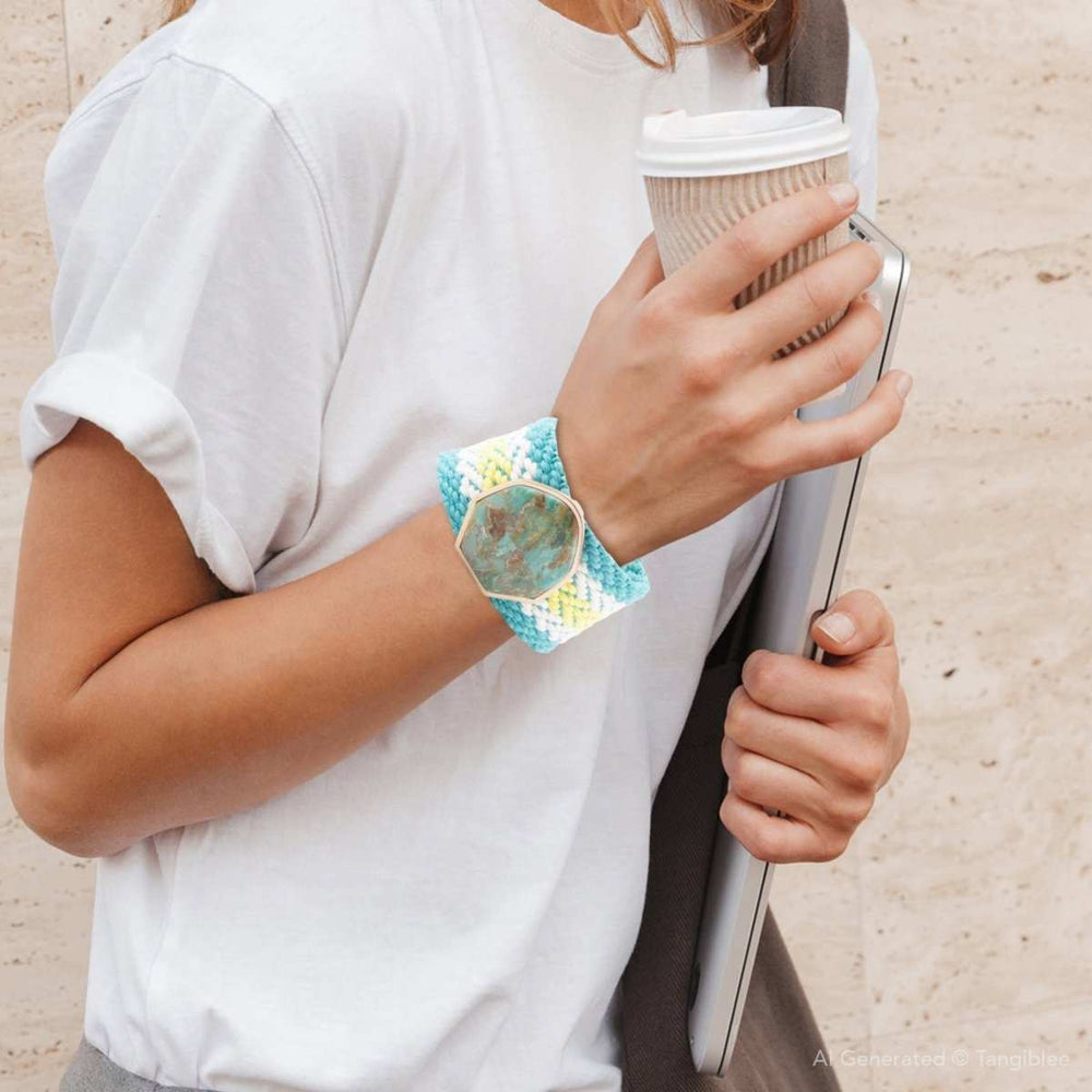 Blue Turquoise Textile Blues Woven Bracelet - Barse Jewelry - Flyclothing LLC