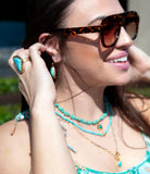 Blue Turquoise Triangle Golden Statement Ring