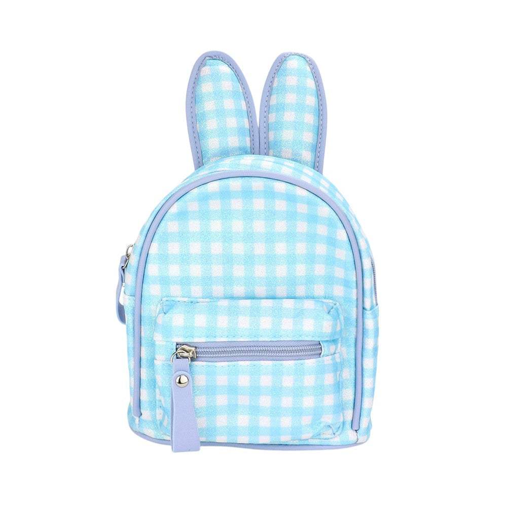 Glittered Check Patterned Bunny Mini Backpack Bag - Madeline Love - Flyclothing LLC
