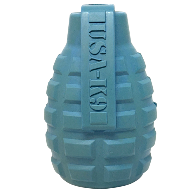 USA-K9 Grenade Rubber Dog Chew Toy | K9 Handler eDispenser Toy | Red & Blue | USA Made - SodaPup/True Dogs, LLC - Flyclothing LLC