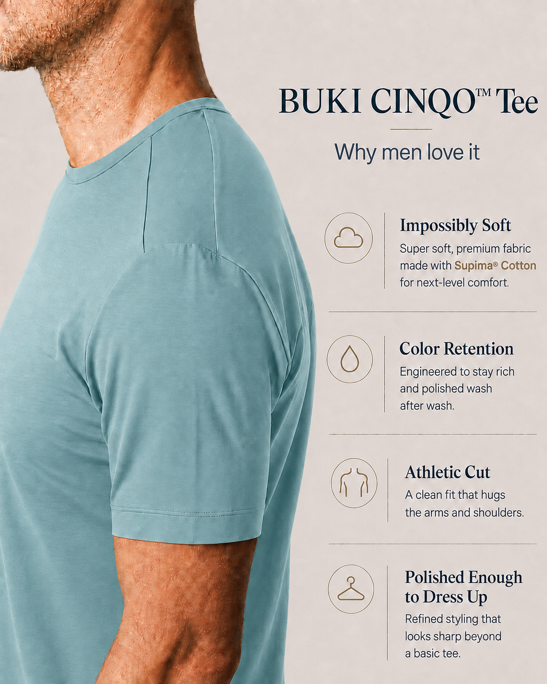Buki Cinqo Tech Tee - Blue Grey
