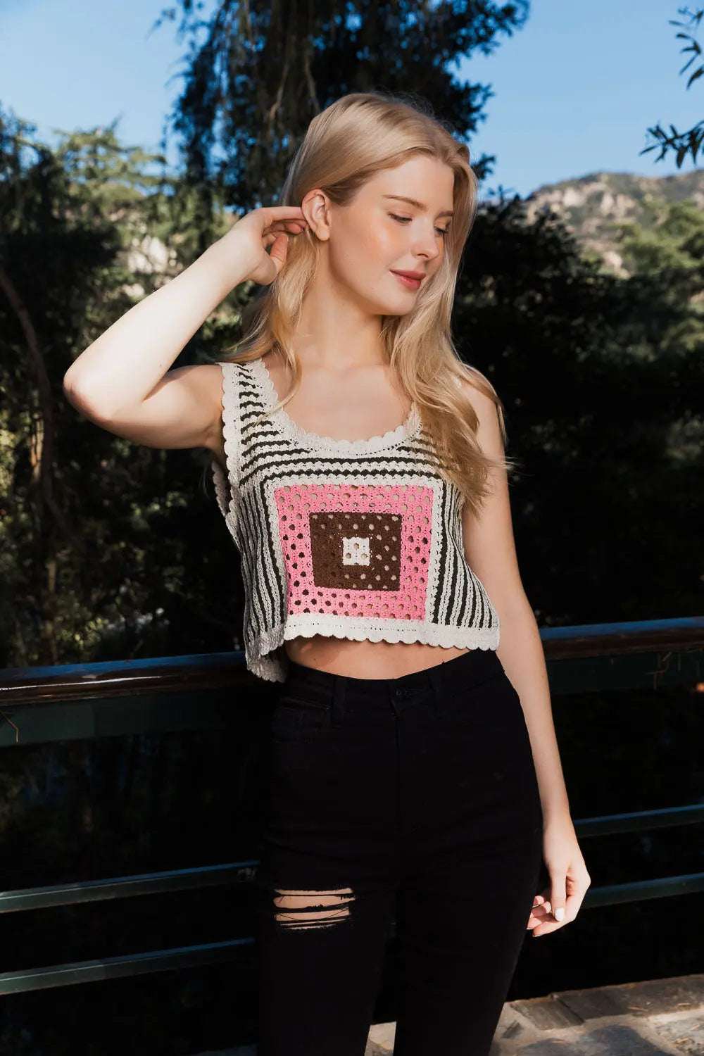 Bohemian Fusion Multi-Patterned Crochet Stitched Top - Boho Clothing and Accessories - Flyclothing LLC
