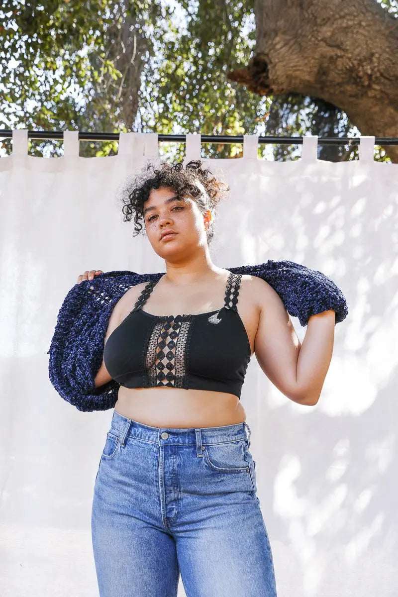 Boho Eye Lace Applique Bralette Plus - Boho Clothing and Accessories - Flyclothing LLC