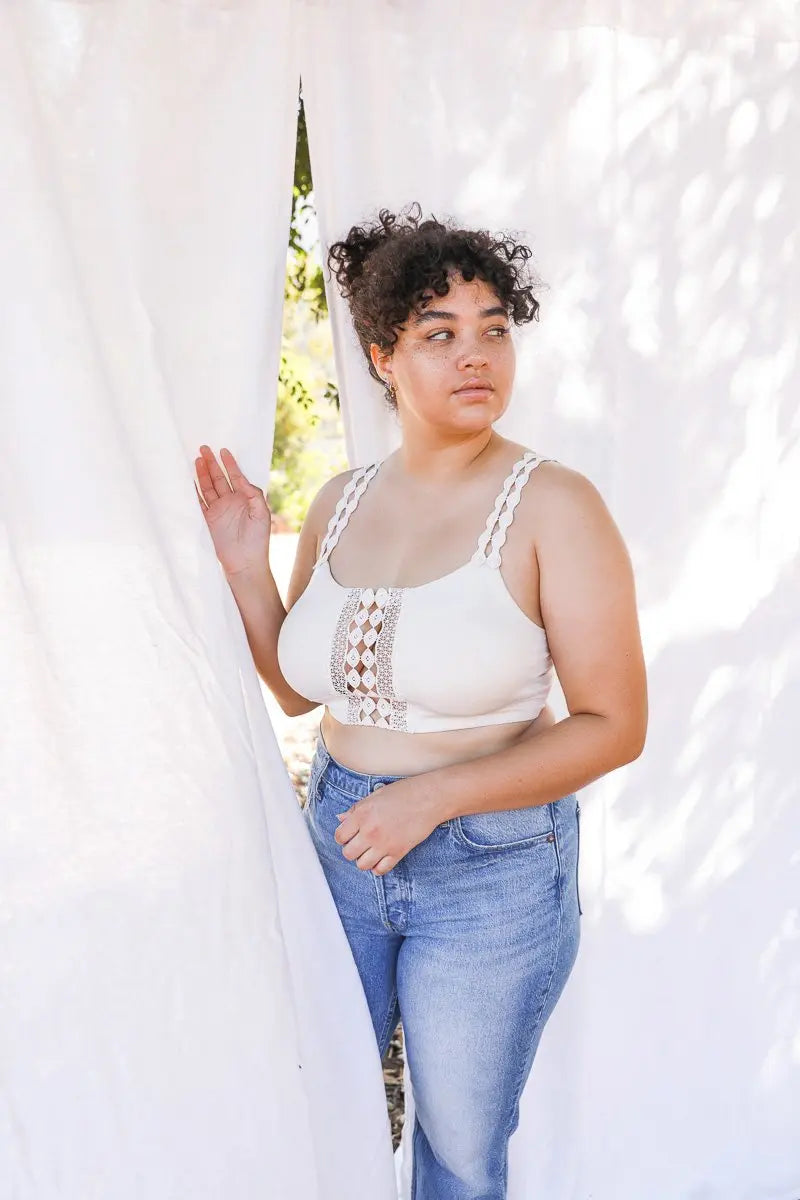 Boho Eye Lace Applique Bralette Plus - Boho Clothing and Accessories - Flyclothing LLC
