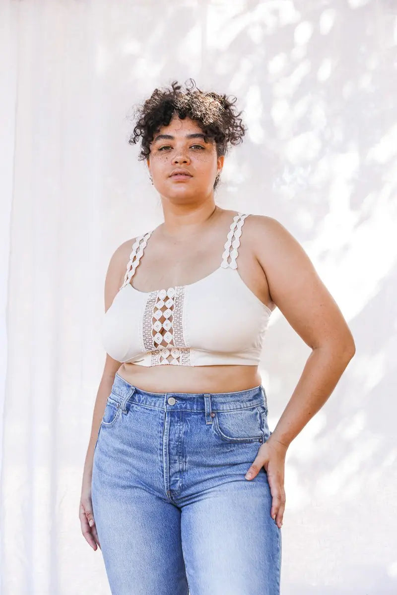 Boho Eye Lace Applique Bralette Plus - Boho Clothing and Accessories - Flyclothing LLC