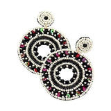 Boho Sequin Multi Beaded Detailed Open Circle Earrings - Madeline Love - Flyclothing LLC
