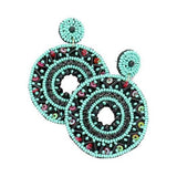 Boho Sequin Multi Beaded Detailed Open Circle Earrings - Madeline Love - Flyclothing LLC