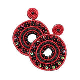 Boho Sequin Multi Beaded Detailed Open Circle Earrings - Madeline Love - Flyclothing LLC