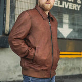 Moto Bomber - Men's Leather Jacket - First Manufacturing Company - Flyclothing LLC