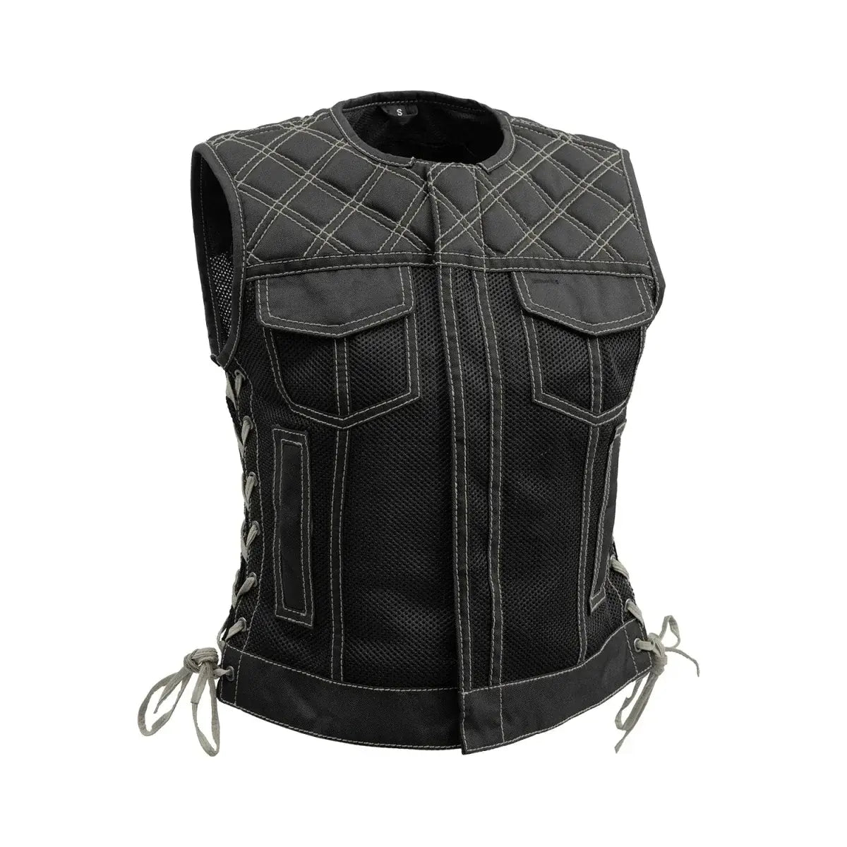 Bonnie Moto Mesh Women's Motorcycle Vest - Diamond Quilt - First Manufacturing Company - Flyclothing LLC