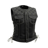 Bonnie Moto Mesh Women's Motorcycle Vest - Diamond Quilt - First Manufacturing Company - Flyclothing LLC