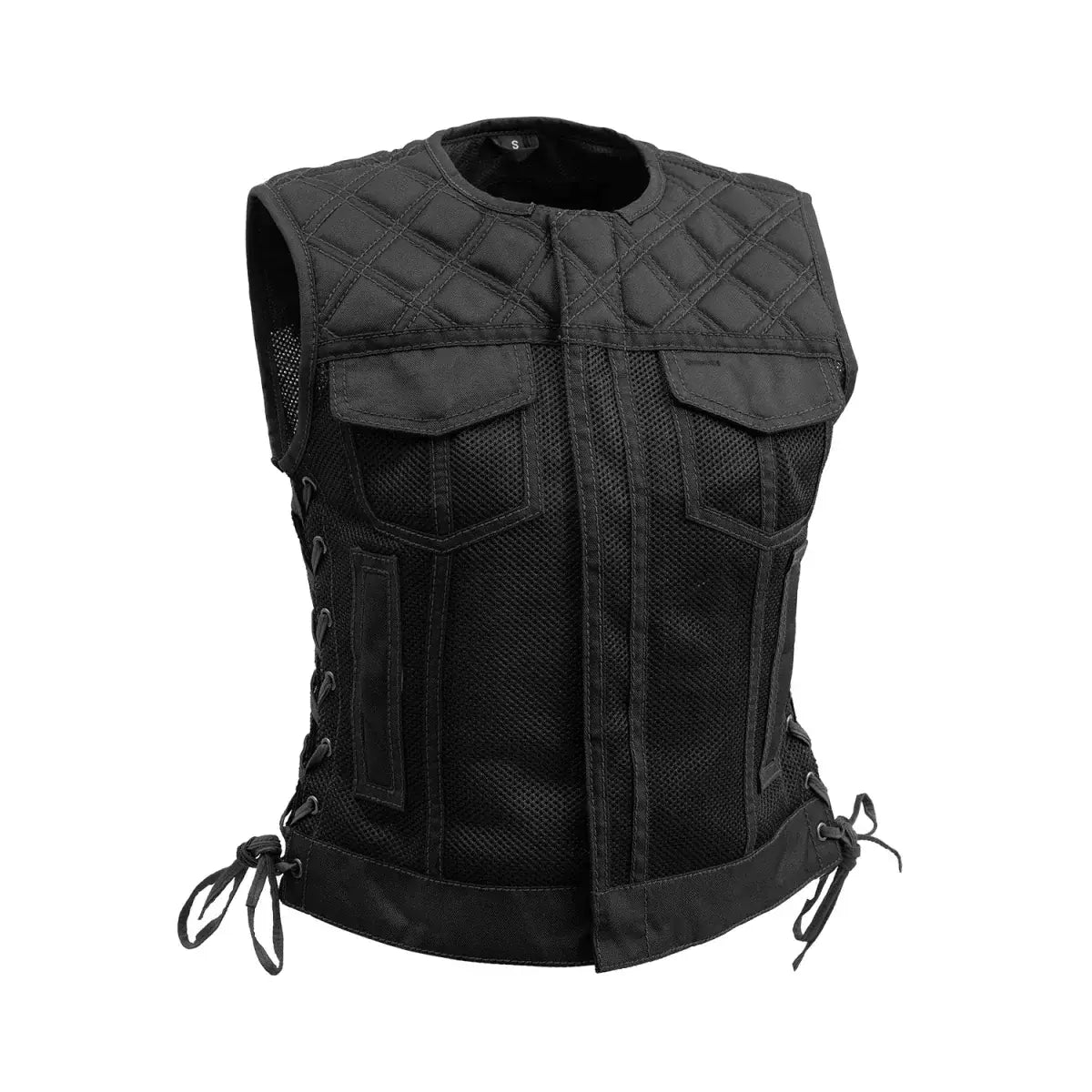 Bonnie Moto Mesh Women's Motorcycle Vest - Diamond Quilt - First Manufacturing Company - Flyclothing LLC