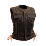 Bonnie Moto Mesh Women's Motorcycle Vest - Diamond Quilt - First Manufacturing Company - Flyclothing LLC