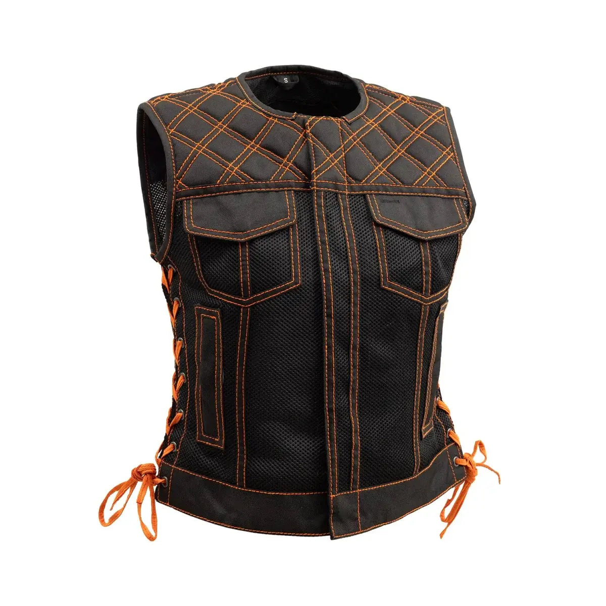 Bonnie Moto Mesh Women's Motorcycle Vest - Diamond Quilt - First Manufacturing Company - Flyclothing LLC