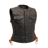 Bonnie Perforated Women's Motorcycle Leather Vest - First Manufacturing Company - Flyclothing LLC