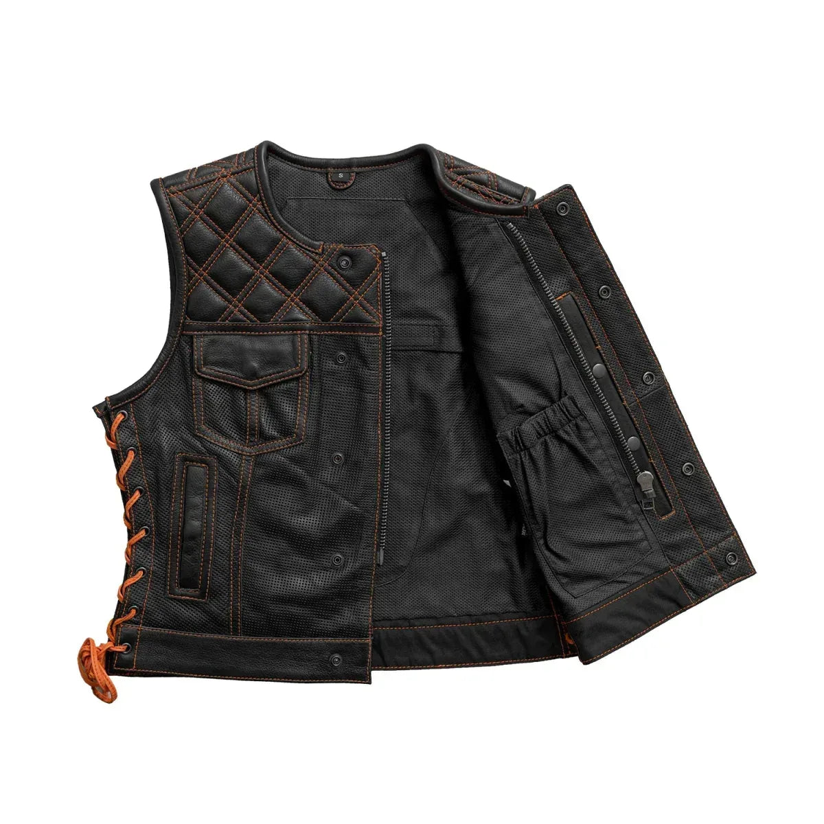 Bonnie Perforated Women's Motorcycle Leather Vest - First Manufacturing Company - Flyclothing LLC
