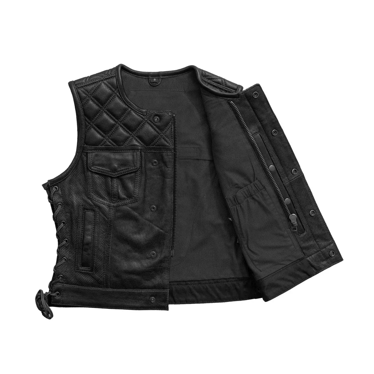 Bonnie Perforated Women's Motorcycle Leather Vest - First Manufacturing Company - Flyclothing LLC