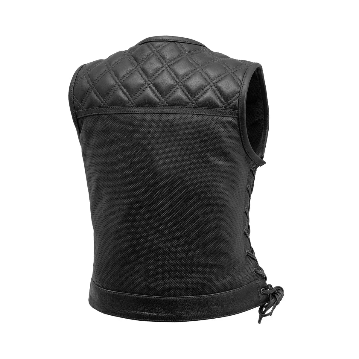 Bonnie Perforated Women's Motorcycle Leather Vest - First Manufacturing Company - Flyclothing LLC