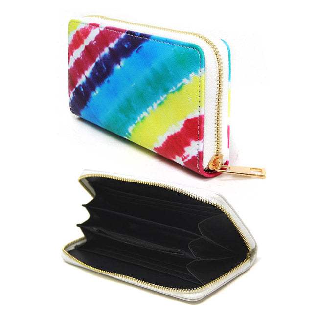 Bonnie Tie Dye Print Long Zipper Wallet - Madeline Love - Flyclothing LLC