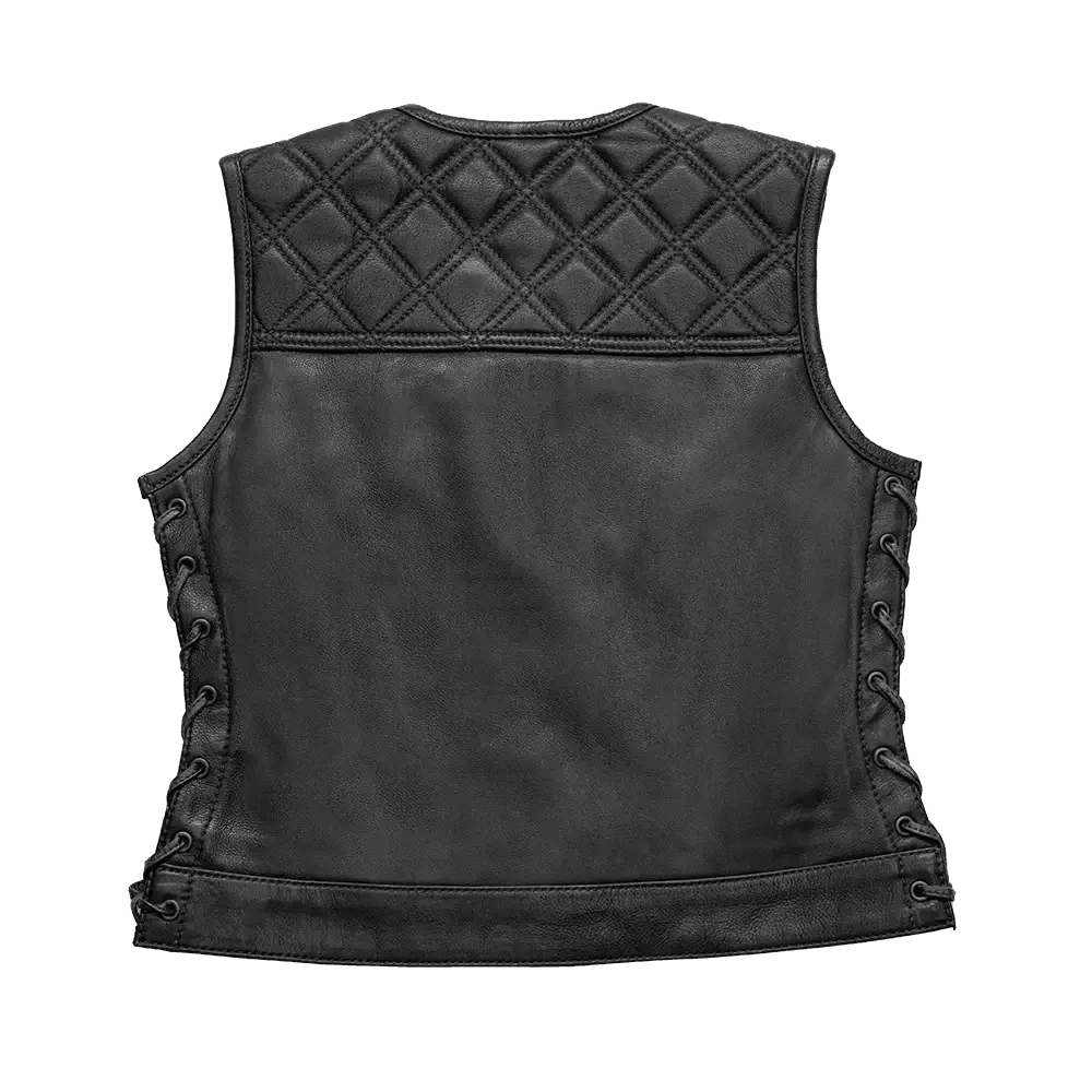 Bonnie - Women's Motorcycle Leather Vest - Diamond Quilt - First Manufacturing Company - Flyclothing LLC