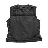 Bonnie - Women's Motorcycle Leather Vest - Diamond Quilt - First Manufacturing Company - Flyclothing LLC