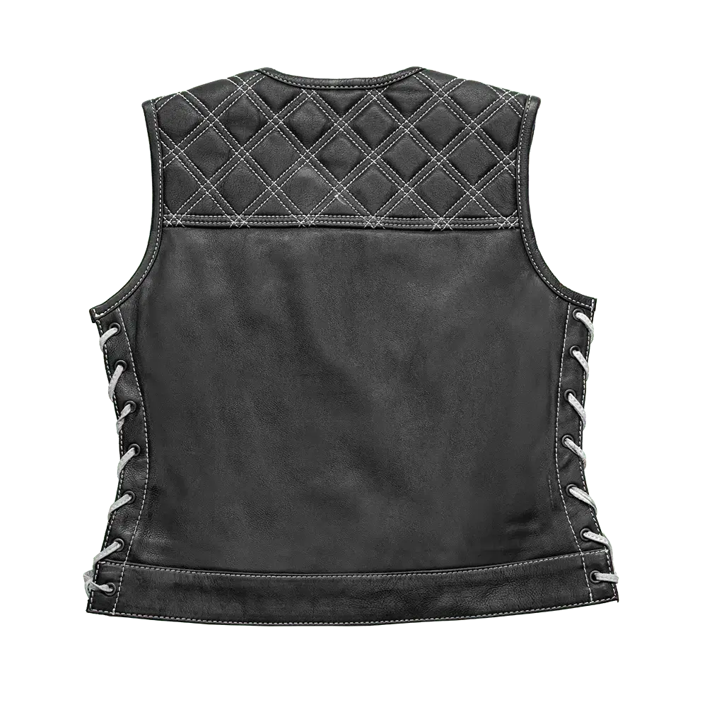Bonnie - Women's Motorcycle Leather Vest - Diamond Quilt - First Manufacturing Company - Flyclothing LLC