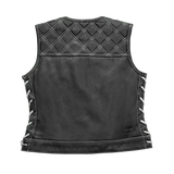 Bonnie - Women's Motorcycle Leather Vest - Diamond Quilt - First Manufacturing Company - Flyclothing LLC