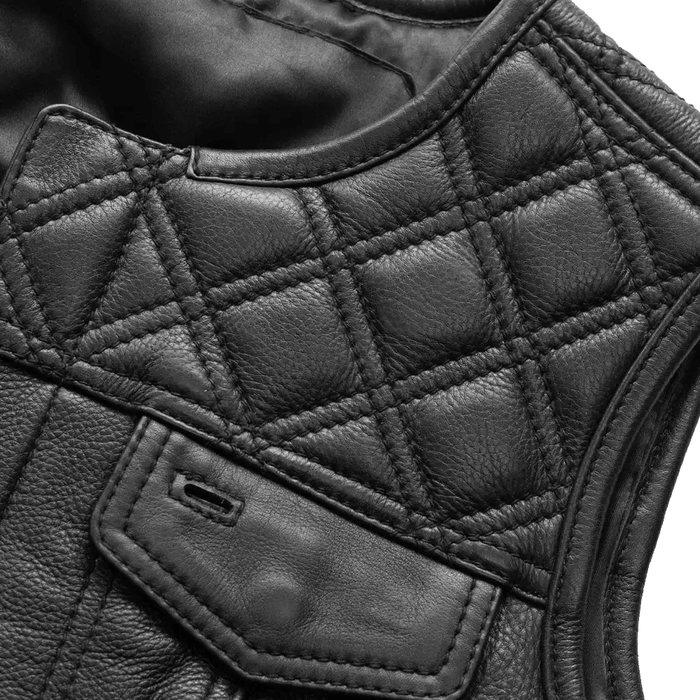 Bonnie - Women's Motorcycle Leather Vest - Diamond Quilt - First Manufacturing Company - Flyclothing LLC