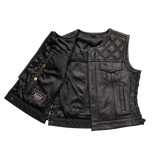 Bonnie - Women's Motorcycle Leather Vest - Diamond Quilt - First Manufacturing Company - Flyclothing LLC