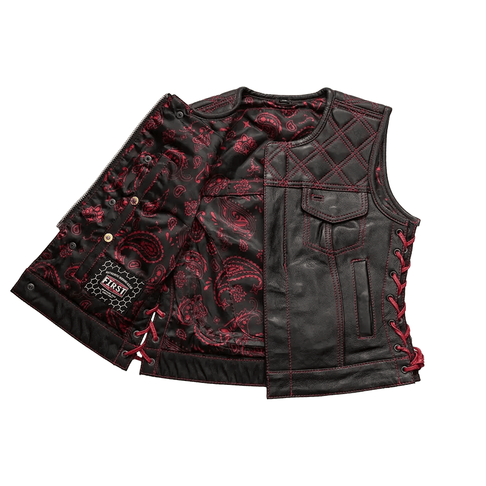 Bonnie - Women's Motorcycle Leather Vest - Diamond Quilt - First Manufacturing Company - Flyclothing LLC