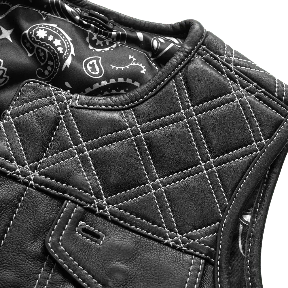 Bonnie - Women's Motorcycle Leather Vest - Diamond Quilt - First Manufacturing Company - Flyclothing LLC