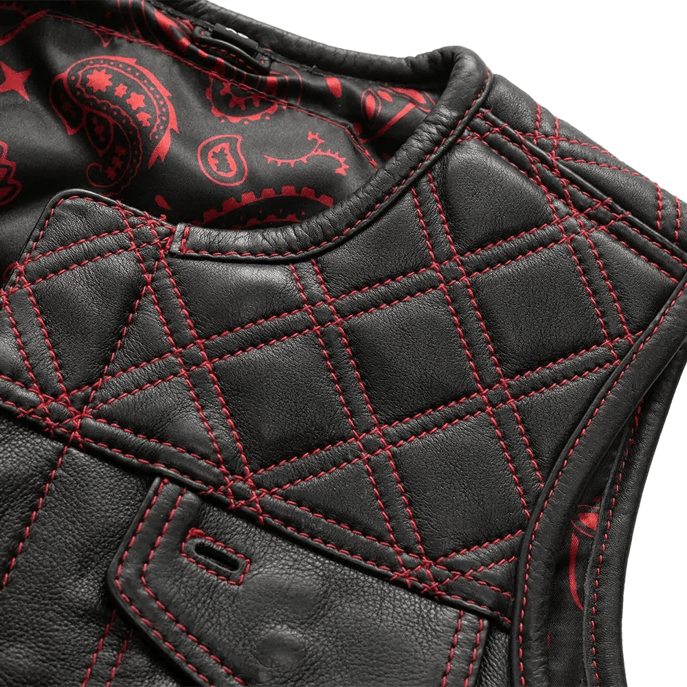 Bonnie - Women's Motorcycle Leather Vest - Diamond Quilt - First Manufacturing Company - Flyclothing LLC