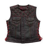 Bonnie - Women's Motorcycle Leather Vest - Diamond Quilt - First Manufacturing Company - Flyclothing LLC