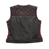 Bonnie - Women's Motorcycle Leather Vest - Diamond Quilt - First Manufacturing Company - Flyclothing LLC
