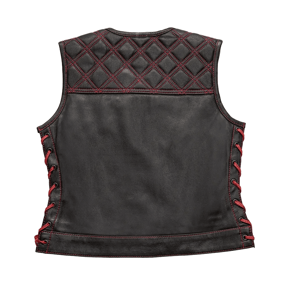 Bonnie - Women's Motorcycle Leather Vest - Diamond Quilt - First Manufacturing Company - Flyclothing LLC