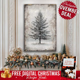 Vintage Christmas Tree Wall Art with Free Christmas Recipe Book - Tailored Canvases - Flyclothing LLC
