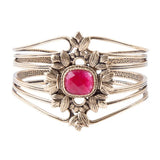 Bordeaux Quartz and Bronze Ornate Cuff Bracelet - Barse Jewelry - Flyclothing LLC