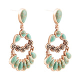 Botanical Green Turquoise Golden Statement Earrings - Barse Jewelry - Flyclothing LLC