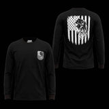 Men's Black Long Sleeve T-Shirt with American Eagle & Flag Print - Unik Just for Bikers - Flyclothing LLC