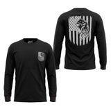 Men's Black Long Sleeve T-Shirt with American Eagle & Flag Print - Unik Just for Bikers - Flyclothing LLC