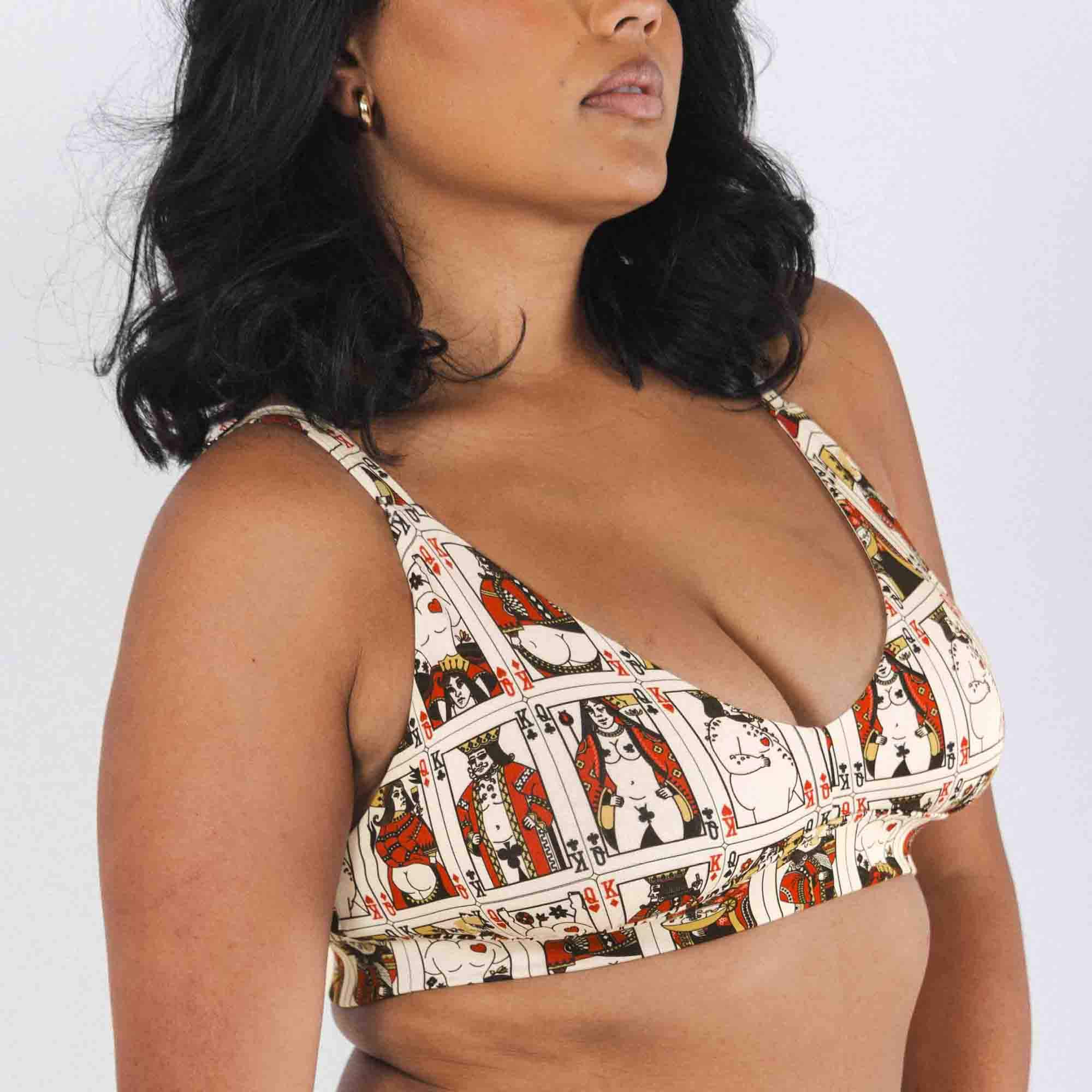 The Bottomless Blackjack | Vintage Playing Cards Boob Hammock™ Plunge Bralette - Shinesty - Flyclothing LLC