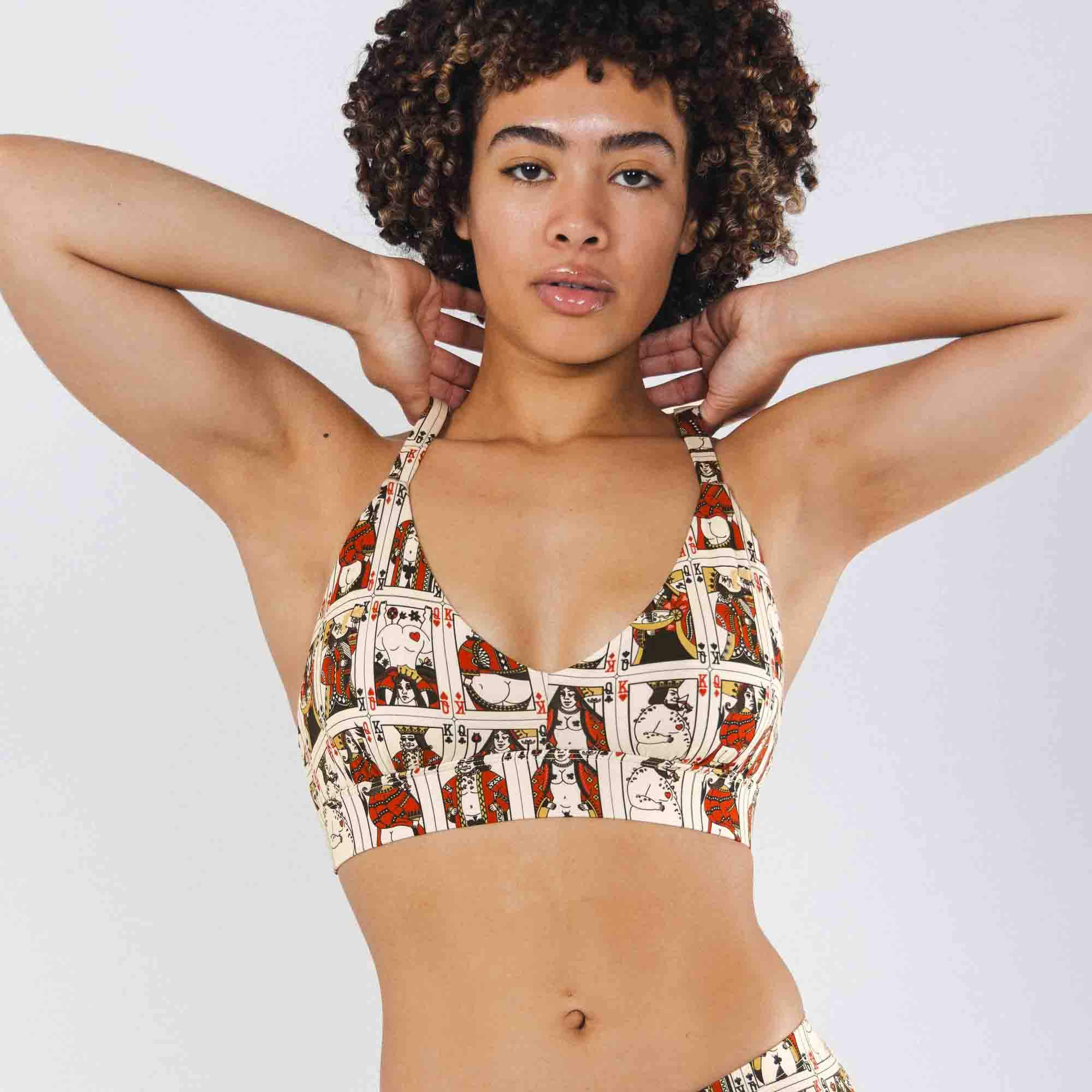 The Bottomless Blackjack | Vintage Playing Cards Boob Hammock™ Plunge Bralette - Shinesty - Flyclothing LLC