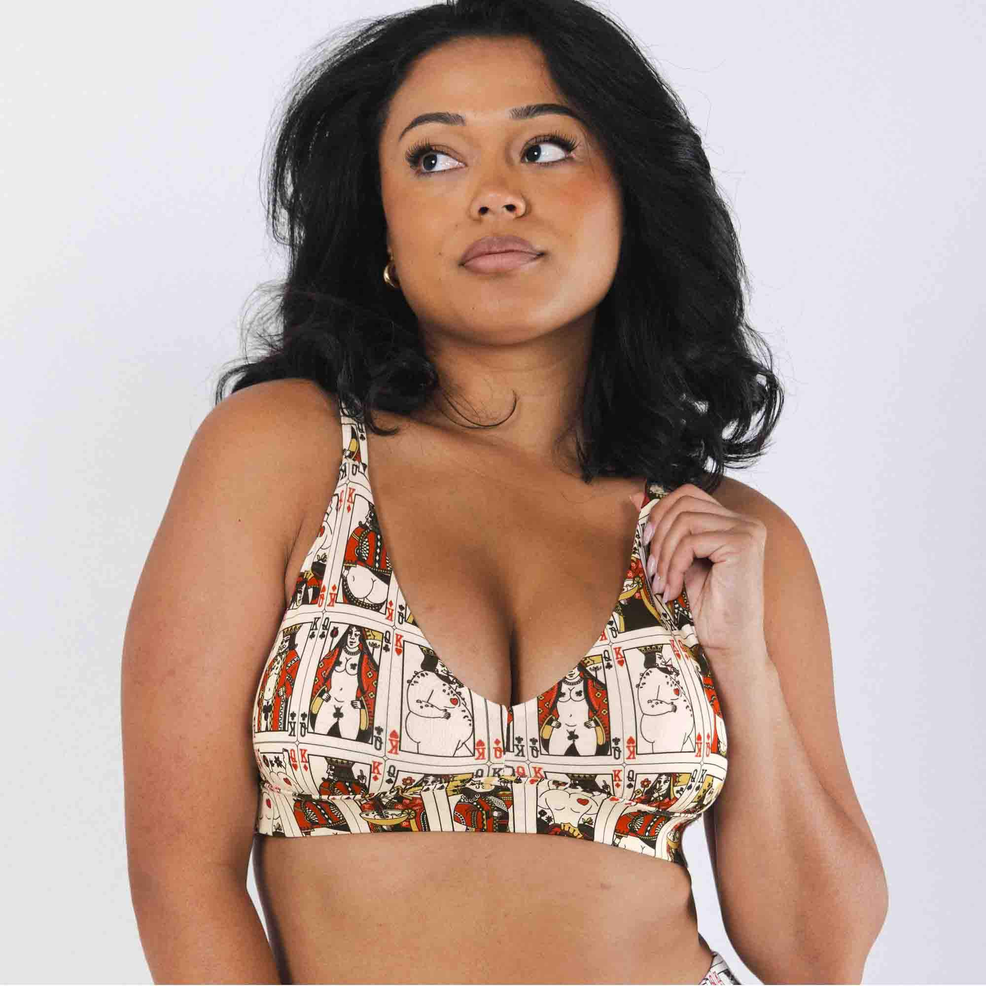 The Bottomless Blackjack | Vintage Playing Cards Boob Hammock™ Plunge Bralette - Shinesty - Flyclothing LLC