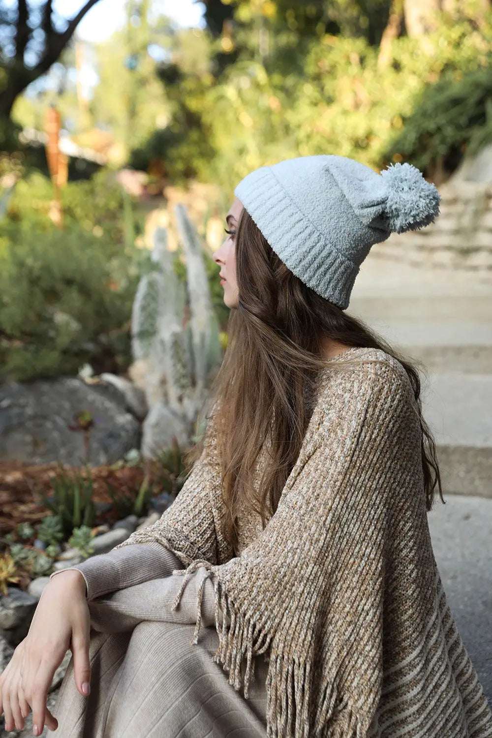 Boucle Pom Beanie - Boho Clothing and Accessories - Flyclothing LLC