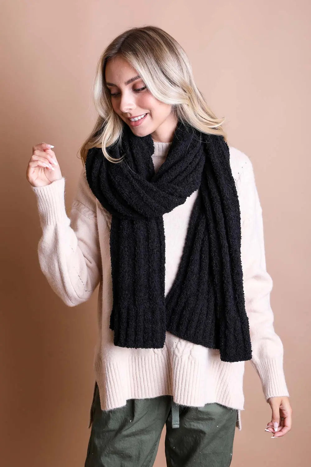 Boucle Vertical Knit Scarf - Boho Clothing and Accessories - Flyclothing LLC