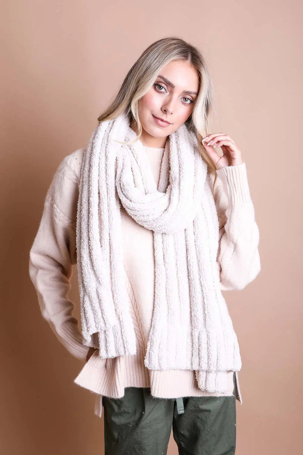 Boucle Vertical Knit Scarf - Boho Clothing and Accessories - Flyclothing LLC