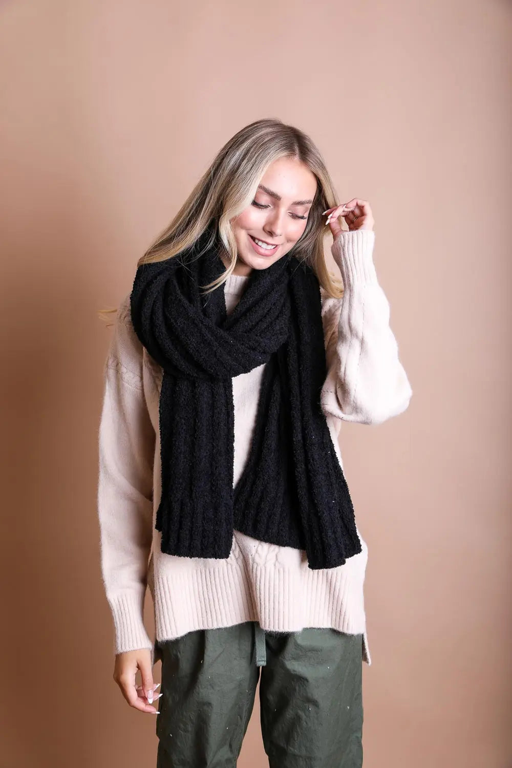 Boucle Vertical Knit Scarf - Boho Clothing and Accessories - Flyclothing LLC