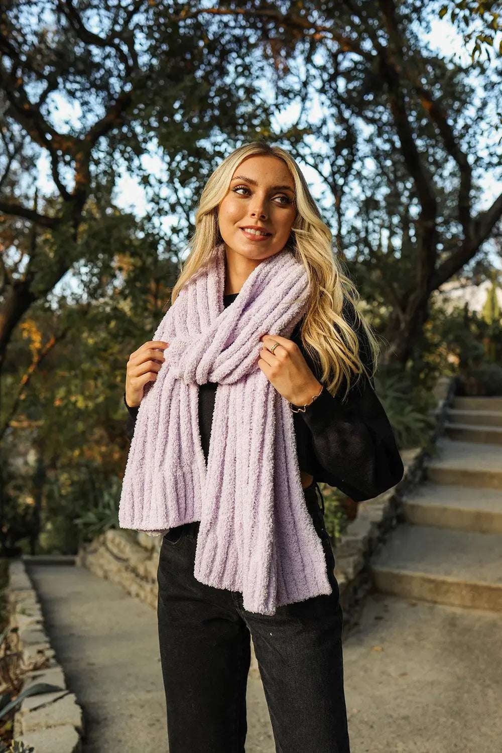 Boucle Vertical Knit Scarf - Boho Clothing and Accessories - Flyclothing LLC