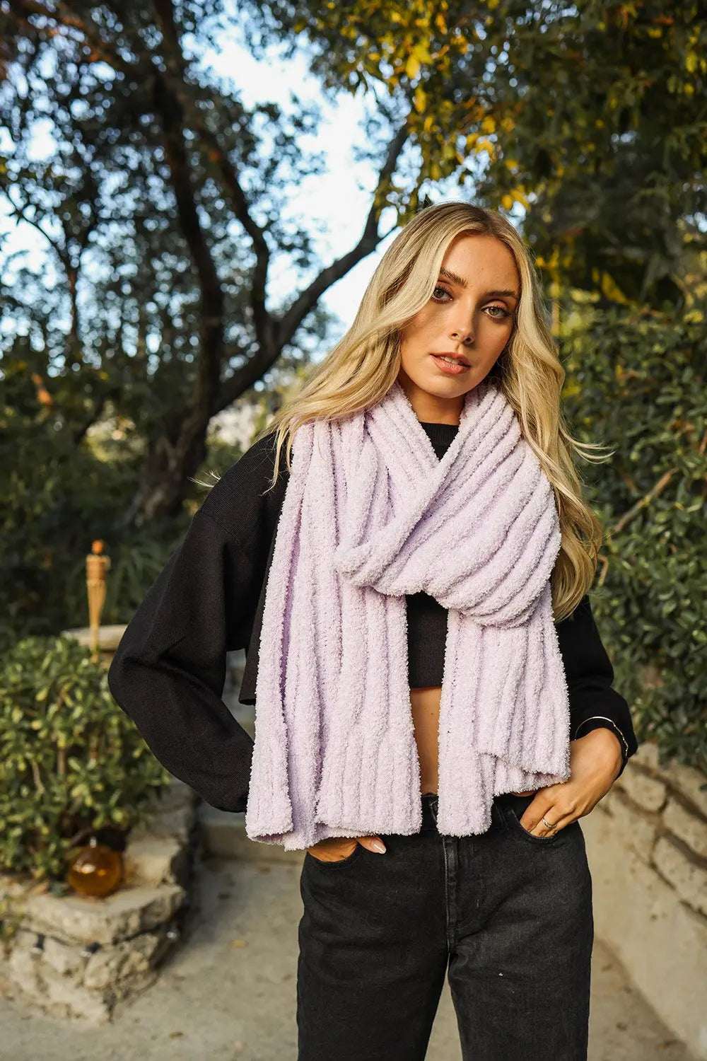 Boucle Vertical Knit Scarf - Boho Clothing and Accessories - Flyclothing LLC